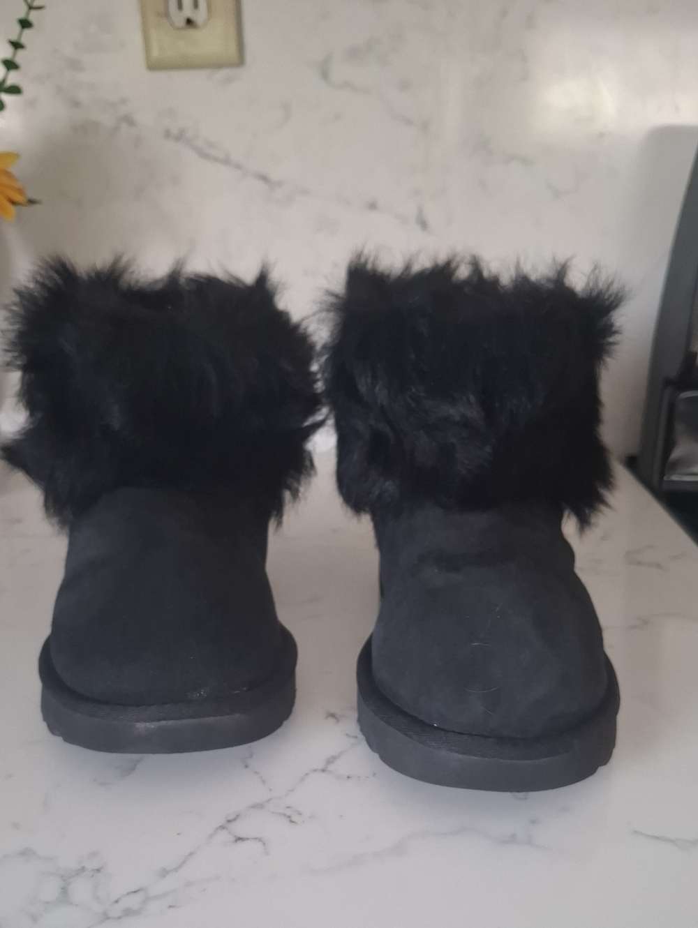 UGG Black Faux-Fur Cuff Womens Boots